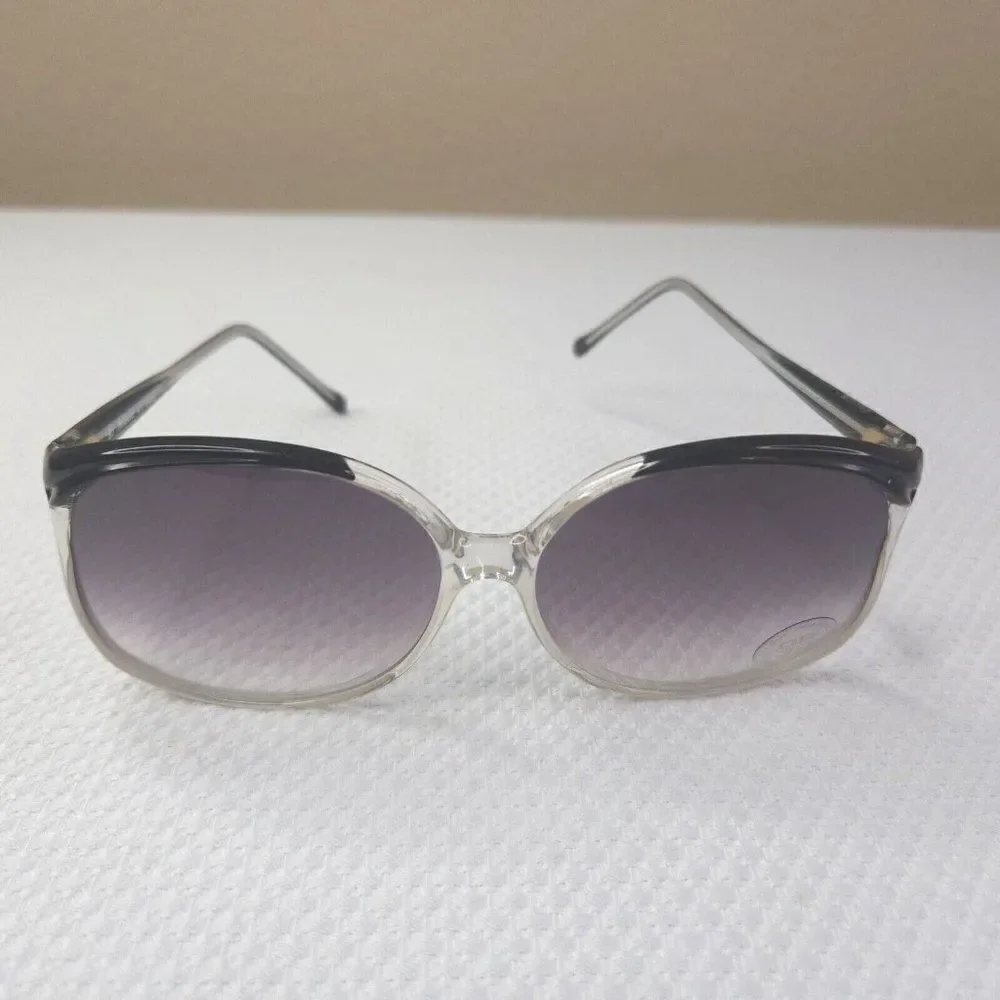VINTAGE 70s Womens Oversized Sunglasses Smokey Gray Lens New Old Stock